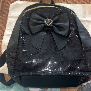 VTG BETSEY & Johnson Like NEW Black Sequin Backpack with Bow